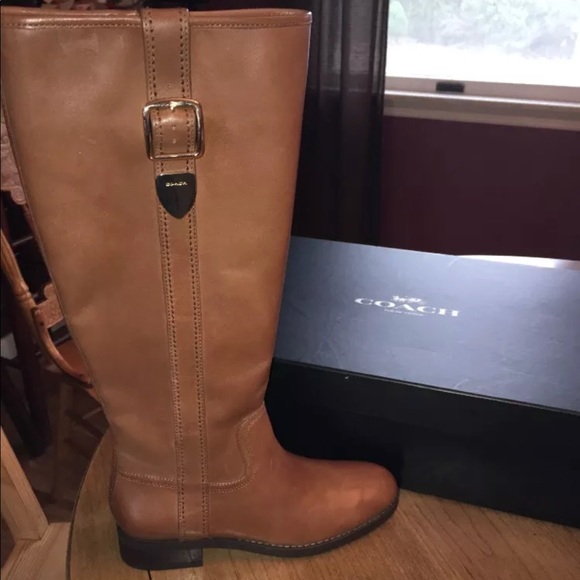 Coach Easton Semi Matte Calf Boots in Dark Saddle - Picture 5 of 8